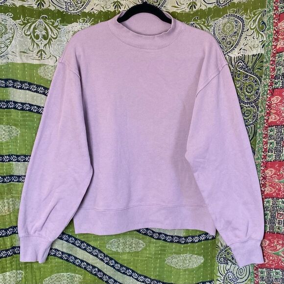 ALO Yoga Lilac Freestyle Fleece Mock Neck Sweatshirt Size Medium - Picture 2 of 16